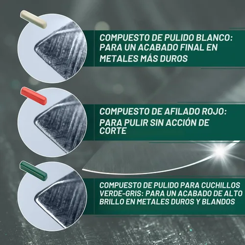 Vista 5 de Kit de Compuesto de Estropajo BeaverCraft para Estropa de Cuero - Compuesto de Pulido para Afilado de Cuchillos - Compuestos de Pulido Rojo, Blanco