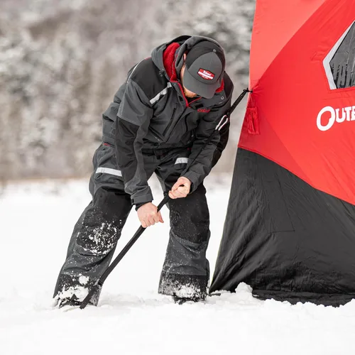 Vista 10 de Eskimo Outbreak Portable Pop-Up Ice Fishing Shelter, Stormshield Insulated Fabric, No Trip Door, Durable Hub Design, Deluxe Tie Downs