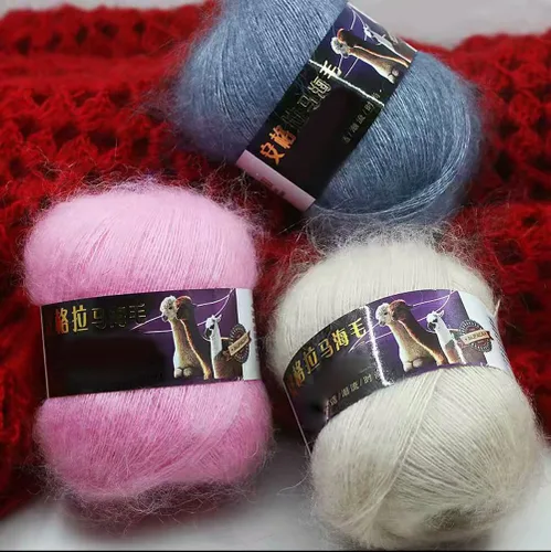 Vista 8 de 2 rollos de madejas de mohair de hilo de ganchillo para tejer, 1.48 oz, madejas de punto suaves y esponjosas, madejas de punto para ropa, suéter