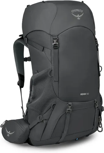 Vista 14 de Osprey Renn 50L - Mochila de senderismo para mujer, Azul Cascada/Naranja Melón
