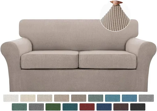 Vista 41 de Turquoize 2 fundas para sillas de sala de estar, funda de sofá con fundas de cojín individuales, funda de muebles para sillas (silla, beige biscotti)