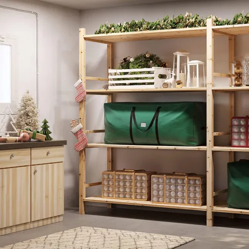 Vista 3 de SONGMICS Bolsa de almacenamiento para árbol de Navidad, hasta 9 pies, tela Oxford 600D resistente al desgaste, contenedor de almacenamiento