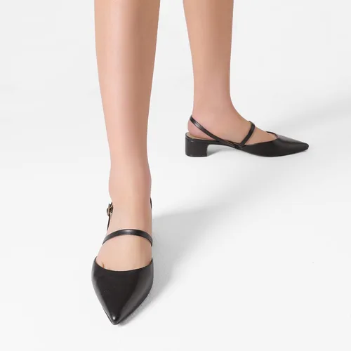Vista 5 de DREAM PAIRS Zapatos de tacón grueso con punta cerrada y tacón bajo con tiras y hebilla puntiaguda, para mujer, vestido de boda, fiesta