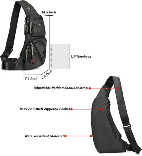 Vista 6 de Nicgid Sling Bag - Mochila bandolera para hombre), LYSB01NH075BJ-SPRTSEQIP