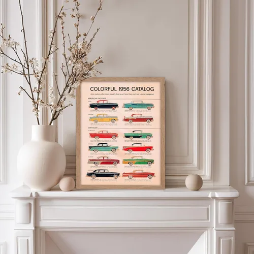 Vista 5 de Monem Art - Póster vintage de catálogo de autos americanos, impresión de autos americanos retro, arte de autos clásicos, regalo para él, entusiasta