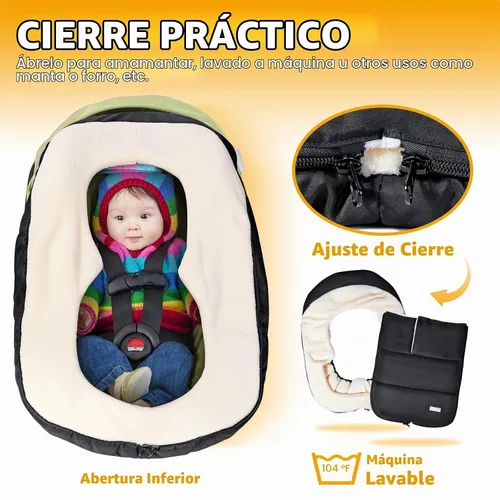 Vista 4 de Orzbow Winter Carseat Cover for Baby, Cozy Fleece, Universal Fit, Black Negro