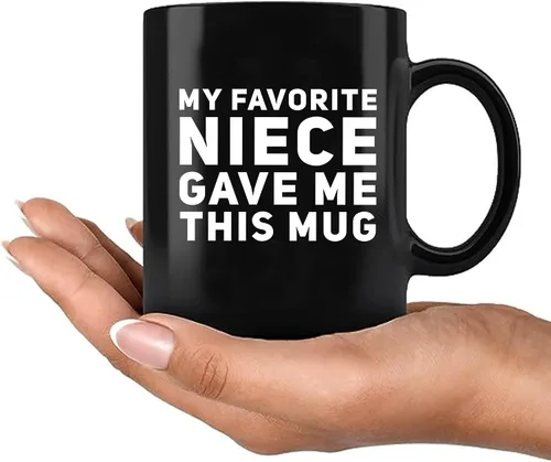 Vista 8 de Panvola Mi Sobrina Favorita Me Dio Esta Taza - Taza Divertida para Tío y Tía, Regalos de Sobrina y Sobrino, Día de la Madre, Día del Padre, Negro