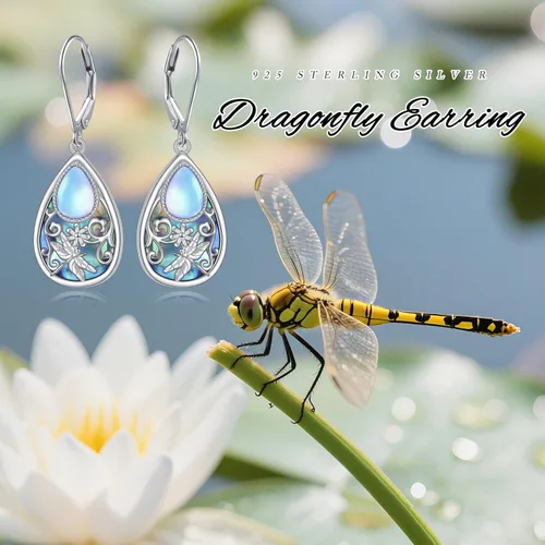 Vista 121 de Aretes colgantes de filigrana de plata de ley 925, margarita, loto, flor de rosa, piedra lunar, lágrima para mujer, nudo celta infinito, margarita