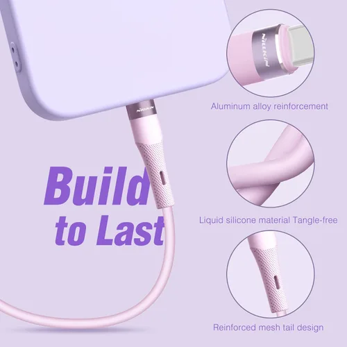 Vista 6 de Nillkin Cable USB C a USB C, [silicona líquida, 4 pies], cable de carga rápida tipo C de 60 W para iPhone 15/15 Pro/15 Plus/15 Pro Max, Samsung