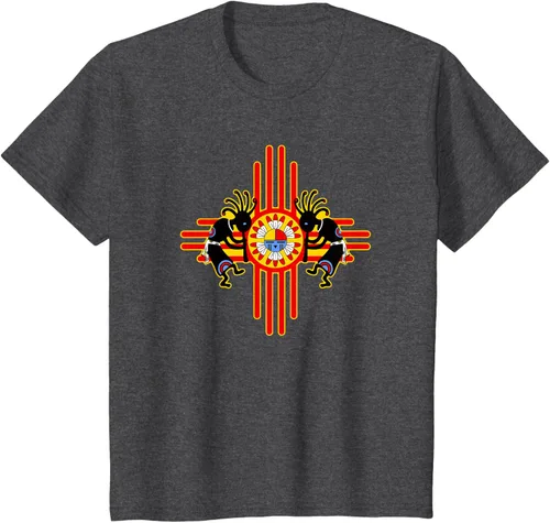 Vista 26 de Native American Kokopelli Kachina Zia Symbol 2 - Camiseta divertida para fanáticos, Negro