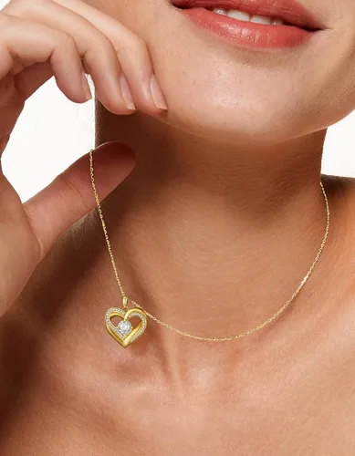 Vista 35 de MomentWish Collar de corazón para mujer, moissanita, diamante de imitación, plata de ley 925