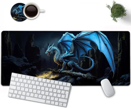Vista 23 de Alfombrilla de mouse grande de 31.5 x 11.8 pulgadas, extendida para juegos con bordes cosidos, protector de alfombrilla de mouse XXL, base de goma