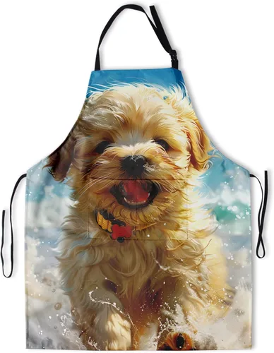 Vista 20 de Delantal colorido de poliéster Grooming Delantales con bolsillo para barbacoa Cocina Pintura Adultos