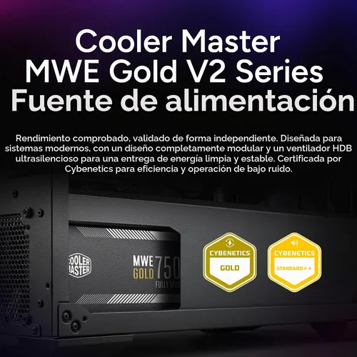 Vista 7 de Cooler Master Fuente de alimentación MWE Gold 750 V2, totalmente modular