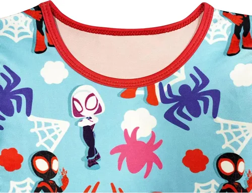 Vista 4 de ICARNTP Toddler Girls Cartoon Hero Dresses Little Kids Ruffle Sleeve Summer Dress Party Gift Clothes Outfit