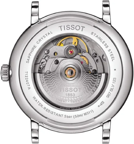 Vista 2 de Tissot Reloj automático Carson para hombre con esfera plateada T122.407.11.031.00, Tono-plateado, Moderno
