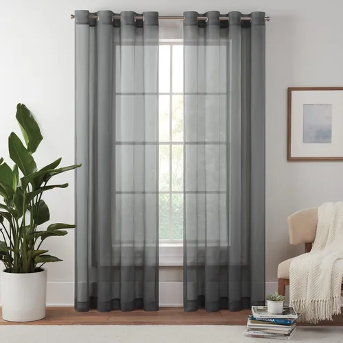 Vista 10 de Eclipse Livia - Cortina transparente con bolsillo para barra, 59 x 63 pulgadas, color negro