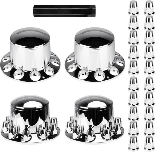 Vista 11 de Aeagle - Kits de combinación de cubierta de eje domo para ejes de camión semi con tuerca de lengüeta de 33 mm atornillada, plástico ABS cromado, 2