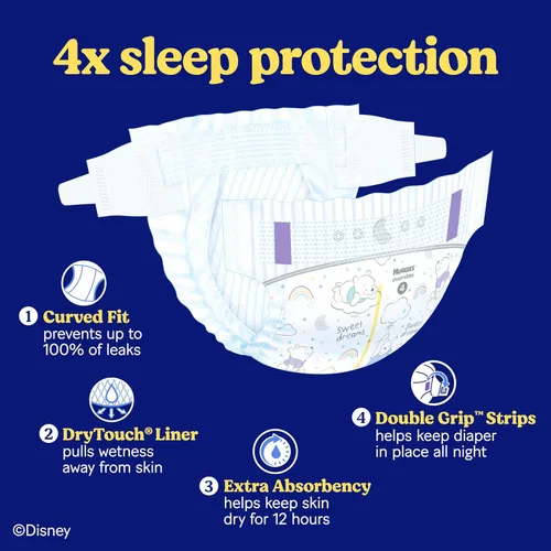 Vista 8 de Huggies Pañales Overnites: pañales para bebé, talla 6 (35+ libras), 72 unidades, el embalaje puede variar