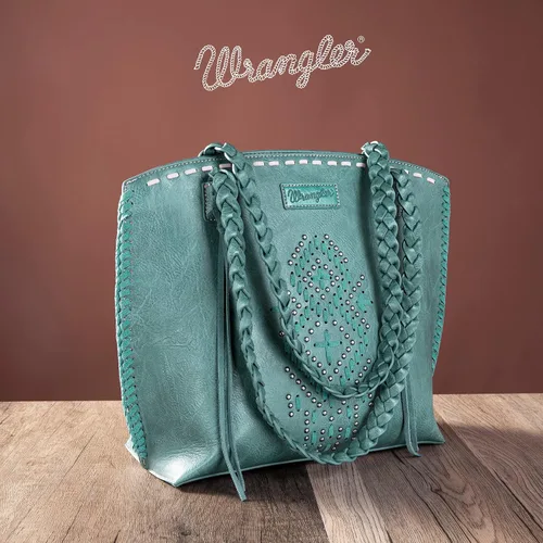 Vista 5 de Wrangler Bolso Hobo de gran tamaño tejido a mano con remaches occidentales