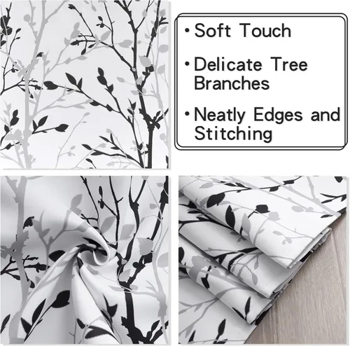 Vista 3 de Luvyohmee Cortinas cortas negras de cocina de 30 pulgadas de largo, con bolsillo para barra de árbol, 2 paneles de cortinas pequeñas para cafetería