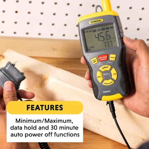 Vista 10 de General Tools Termohigrómetro RHMG650 9 en 1 con medidor de humedad sin