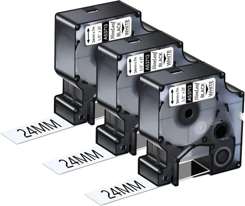 Vista 10 de NineLeaf 3 Pack Compatible for DYMO D1 45010 S0720500 Black on Clear 12mm 1/2'' x 23ft Label Tape Refill Work in DYMO LabelManager 160 210D 260P 280