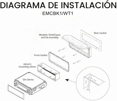 Vista 8 de Enrock Marine Universal in Dash - Cubierta protectora de radio tintada impermeable resistente al agua (base negra)