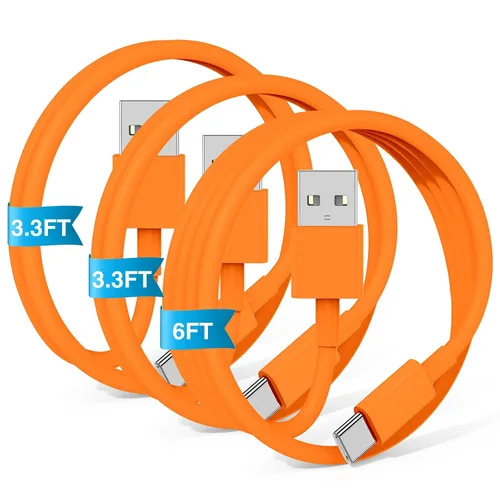 Vista 12 de Paquete de 3 cables negros [3.3 pies+3.3 pies + 6 pies] USB A a USB C, cable USB a USB C Carplay para iPhone 16 15 Pro Plus Pro Max, para iPad