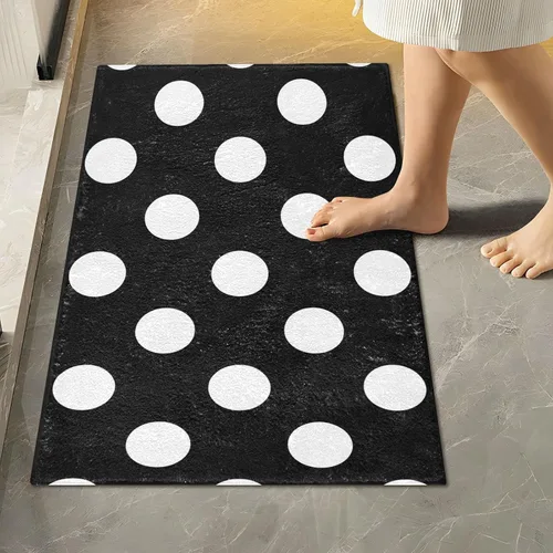 Vista 9 de Tapete de baño a cuadros de tablero de ajedrez, suave, absorbente, lavable, tapete de baño para piso de baño, tapete de baño antideslizante