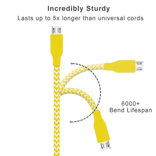 Vista 6 de OKRAY - Cable micro USB corto de 1 pie, paquete de 10 cables de carga rápida de nailon trenzado USB A a Micro 2.0, carga rápida y sincronización