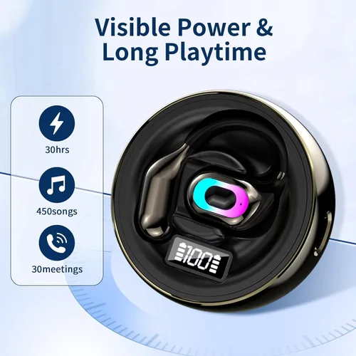 Vista 4 de Auriculares inalámbricos Bluetooth 5.4 con pantalla LED, llamadas claras, IPX4 impermeable, reproducción de 30 horas para correr, deportes