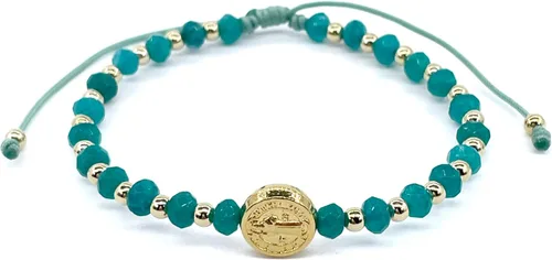 Vista 18 de St Benedict Coin and Natural Round Red Coral Beads Adjustable Bracelet for Women