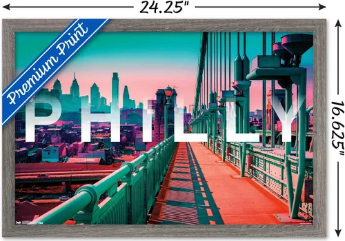 Vista 3 de Trends International Philly - Skyline Wall Poster, 14.725" x 22.375", Barnwood Framed Version