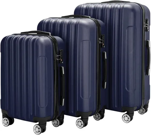 Vista 5 de Karl home Juego de 3 maletas rígidas con ruedas giratorias y bloqueo TSA, equipajes ABS ligeros portátiles para viajes, negocios, Azul marino