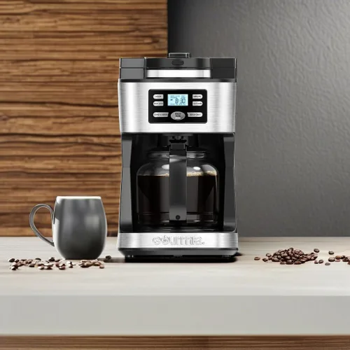 Vista 6 de Gourmia Máquina de café digital 12Cup FullyAutomatic Cafetera grande integrada CoffeeGrinder, olla, filtro de café de malla de acero inoxidable 4