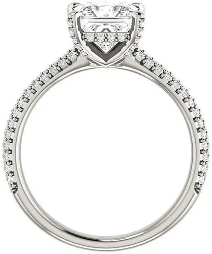 Vista 2 de IGI - Anillo de compromiso de talla princesa blanca de 2.55 quilates con certificación IGI en oro rosa amarillo blanco de 14 quilates para mujer