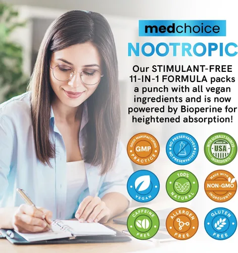 Vista 6 de Suplemento cerebral nootrópico 12 en 1 anhidro: Ginkgo Biloba para apoyo cerebral, memoria y enfoque - B12, Alpha GPC, L Teanina y suplementos