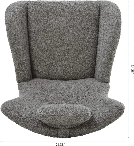 Vista 6 de CuisinSmart Mecedora tapizada de peluche para guardería, moderna silla mecedora con respaldo alto, mecedora interior para sala de estar, dormitorio