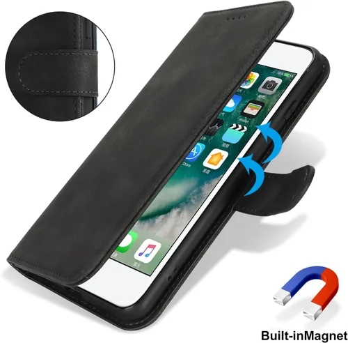 Vista 7 de Funda tipo cartera para iPhone 8 Plus iPhone 7 Plus con tarjetero para iPhone 8 Plus, funda tipo cartera para mujeres y hombres, de piel sintética