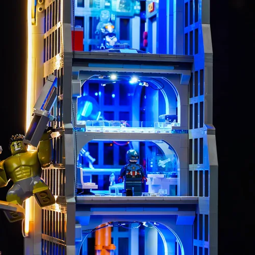 Vista 3 de Kit de luz LED mejorado para Lego Avengers Tower Toy Set, versión remota compatible con Lego 76269 (modelo no incluido)