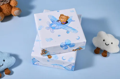 Vista 3 de Sikiweiter Papel de Regalo para Baby Shower – 17 pulgadas x 16.4 pies – Rollo de Papel de Regalo con Oso de Peluche para Regalos de Baby Shower