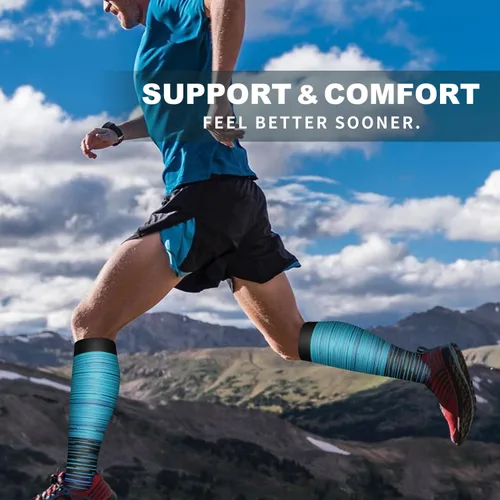 Vista 4 de Bluemaple Paquete de 6 calcetines de compresión de cobre para mujeres y hombres, el mejor apoyo para médicos, correr, enfermería, atletismo