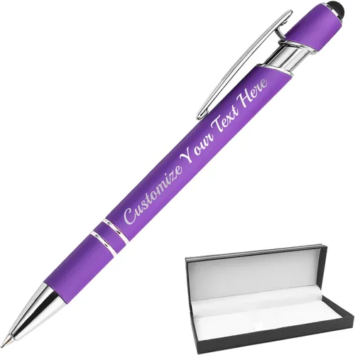 Vista 38 de Bolígrafos personalizados con punta de lápiz digital, bolígrafos grabados personalizados, bolígrafo de bola de tacto suave, bolígrafos con nombre