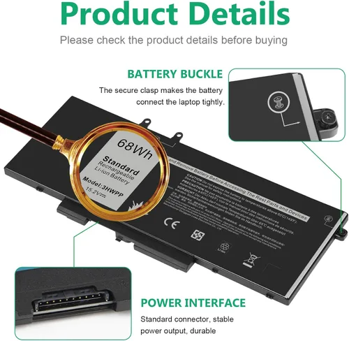 Vista 5 de 3HWPP - Batería de repuesto para laptop Dell Latitude 5401 5410 5411 5501 5510 5511 Precisión 3541 3551 inspiron 7706 2 en 1 inspiron 17 7500/7506 2