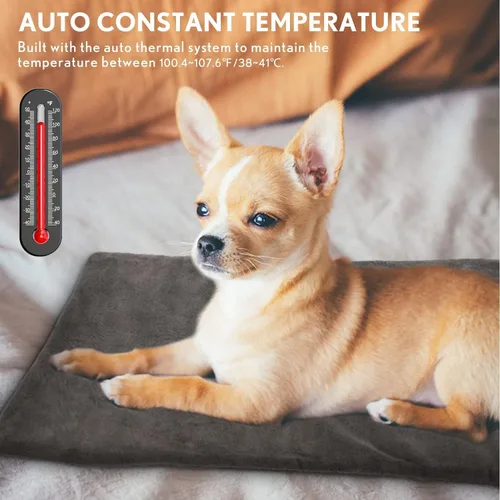 Vista 2 de Almohadilla térmica para mascotas al aire libre para gatos y perros, tapete calefactable para gato y perro con temperatura automática, almohadilla