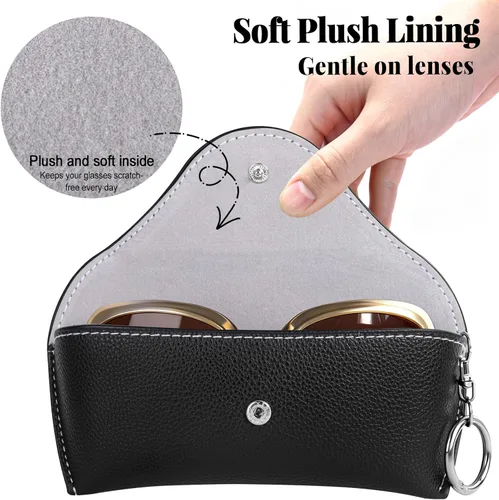 Vista 5 de RayLove Estuche para gafas de sol, funda de cuero portátil para gafas de sol, funda de protección de viaje