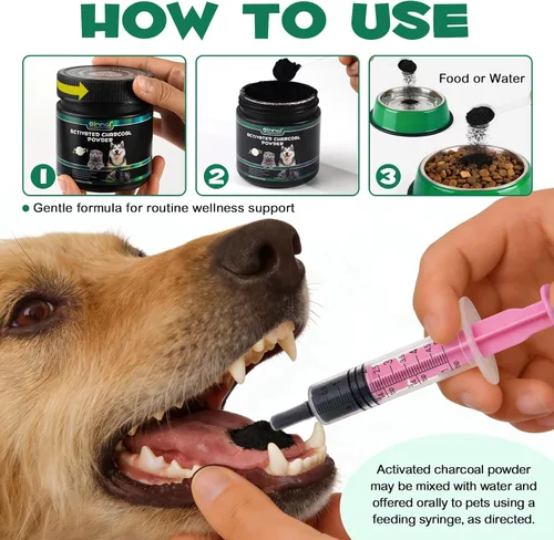 Vista 5 de ALIVO Polvo de carbón activado para perros, gatos, suplemento de salud en polvo de carbón activado, apoya el bienestar digestivo y la frescura oral