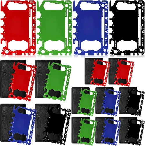 Vista 7 de Cholemy 12 carteras para tarjetas de crédito, multiherramienta 46 en 1, herramienta de bolsillo de supervivencia de acero inoxidable, multiusos