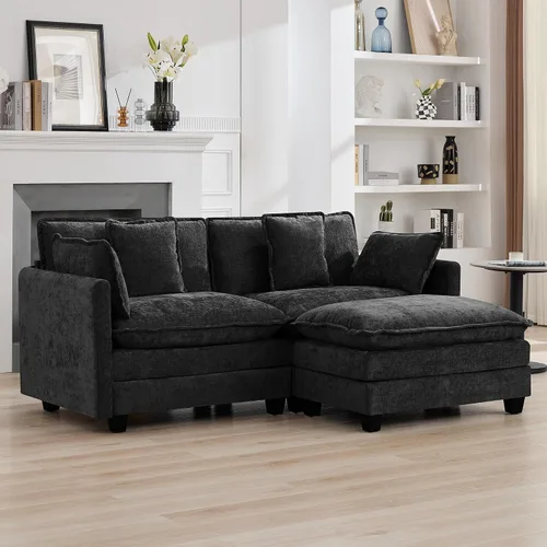 Vista 52 de Sofá modular en forma de nube de 113 pulgadas, sofás de asiento profundo de gran tamaño para sala de estar, sofá modular tapizado de chenilla
